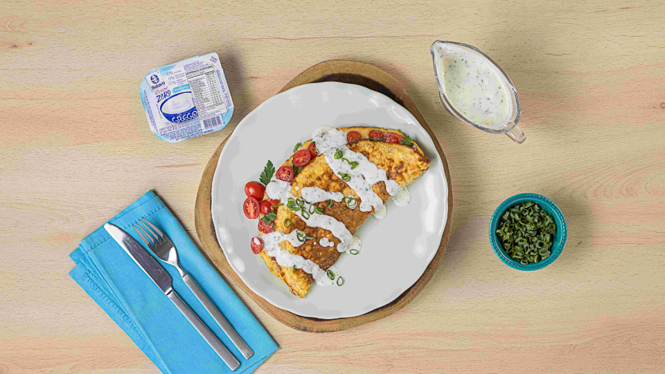 Omelete de Aveia com Tomates e Iogurte 