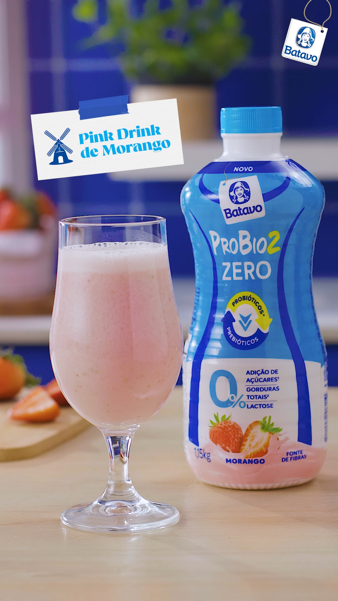 Pink Drink de Morango com ProBio2 Zero