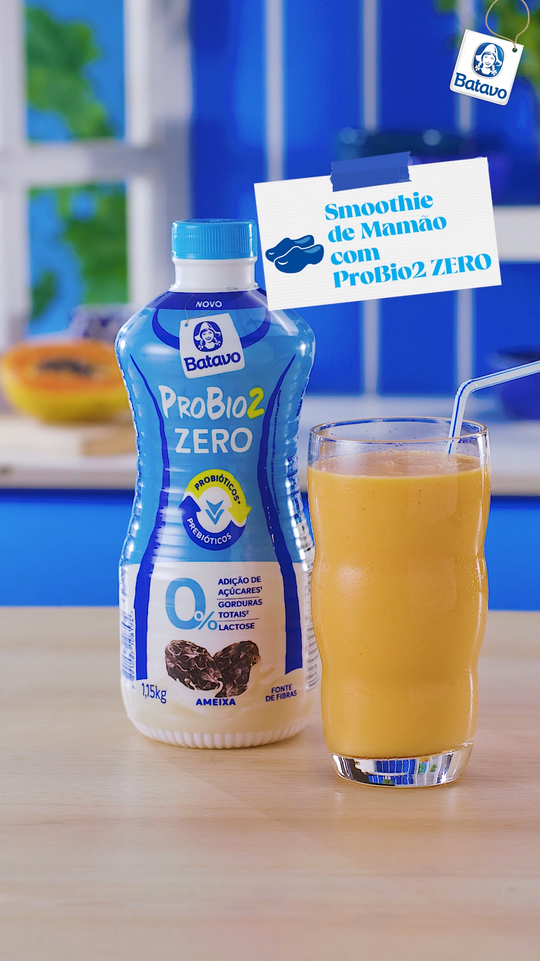 Smoothie de Mamão e Laranja com ProBio2 Zero